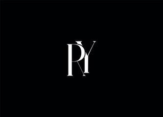 RY Alphabet letters Initials Monogram logo design 
