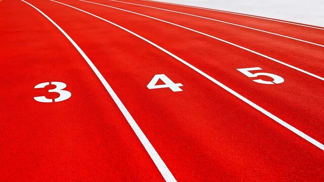 Red running track with lane numbers