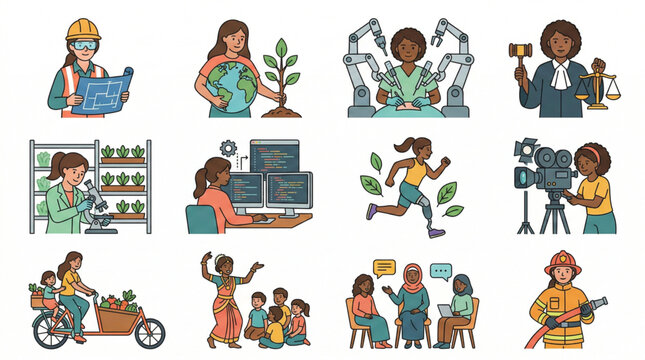 Diverse woman breaking the bias crossed arms upper body flat icon
