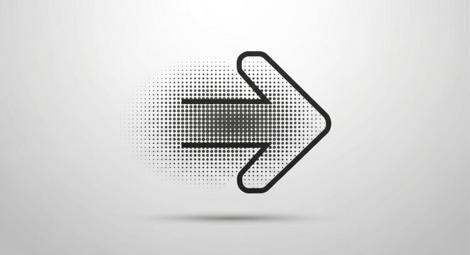 Digital Arrow Icon with Halftone Effect Moving Forward.