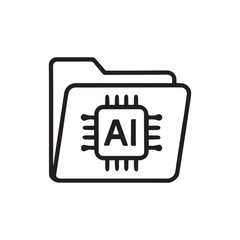 Artificial Intelligence Folder Icon with Microchip Symbol