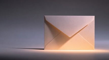 Elegant studio shot of a closed envelope with the light shining from beneath