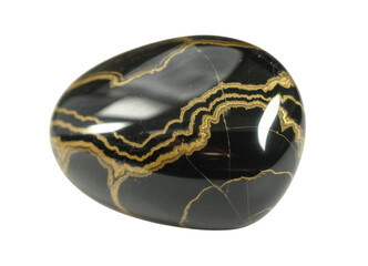 Naklejka premium Black and gold stone on white background black stone isolated on a transparent background