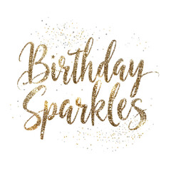 Birthday Sparkles Text Art on Transparent Background
