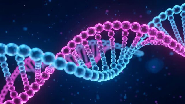 D n a helix structure animation 3 d motion pink blue colorful HD high quality video.
