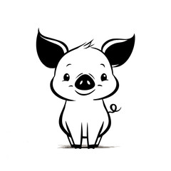 piglet. piglet simple black and white line art vector logo