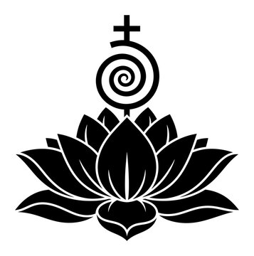 Unalome & Lotus - Black Stencil Art