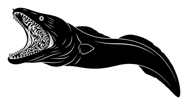 Gulper Eel Illustration - Tribal Patterns, Minimalist Vector