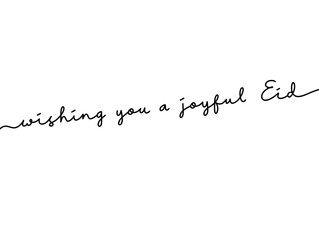 Elegant Eid Greeting Card with Handwritten Calligraphy on White Background