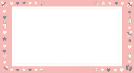 Pink Frame with Heart Decoration Border.