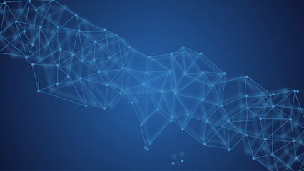 Abstract Blue Polygonal Mesh Network Background, Futuristic Digital Data Connection, Low Poly Communication Structure, AI Technology Big Data Visualization, Cyber Network Flow Design © Creative Design