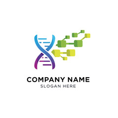 DNA Double Helix Structure Logo Design Template.