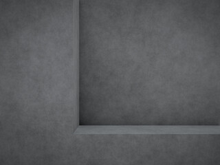 Grey concrete shelf. Cement wall background