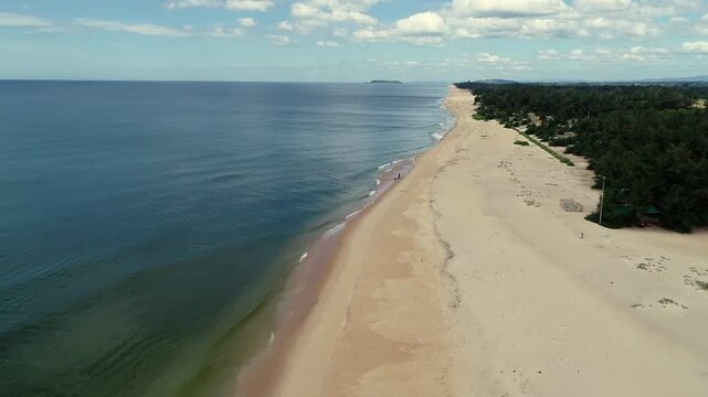 Aerial view of Honnavar beach coastline in Karnataka,India