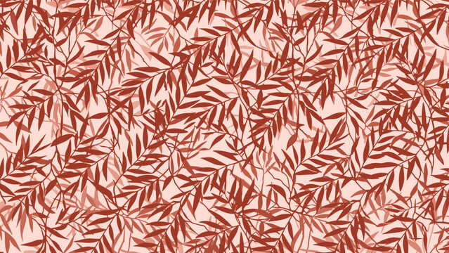 Rich reddish brown leaf seamless pattern with dense foliage texture for elegant autumn themed textile prints.