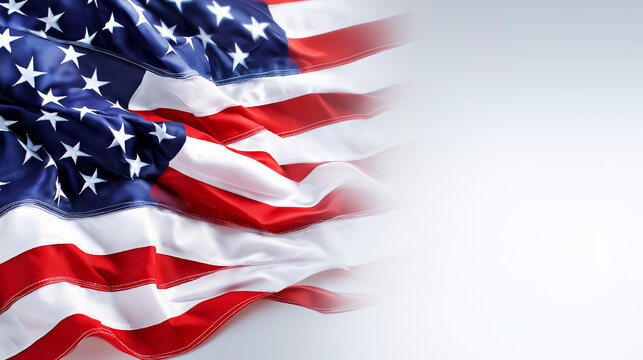 American flag gracefully rippling against a fading light gradient, symbolizing patriotism, national pride, and democratic values