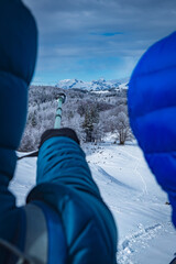 Hikers on the summit looking at mountain tops