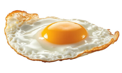 Perfectly cooked fried egg with a vibrant yolk and crispy edges, a classic breakfast food staple, isolated on white. Ideal for culinary and egg-related projects.