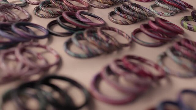 A close up shot of Colorful traditional Indian bangles