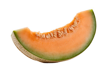 cantaloupe slice isolated on white background.
