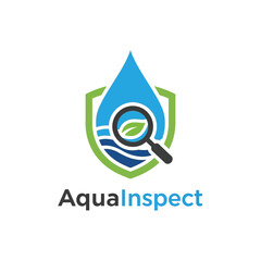 Water Drop Logo with Magnifying Glass. © Hadik