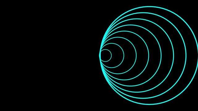 Blue Neon Concentric Circles Abstract Background