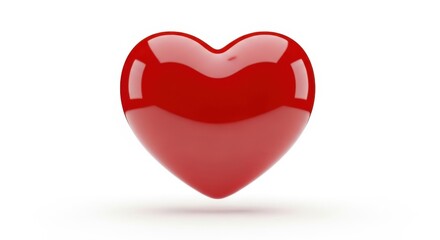Fototapeta premium A vibrant red heart shape with a glossy finish against a white background