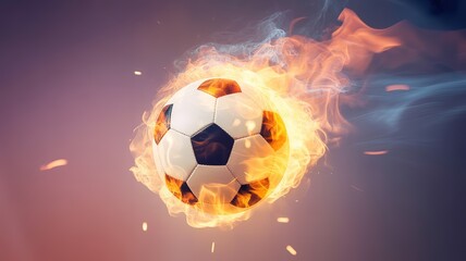 Naklejka premium Fiery Soccer Ball for the 2026 Football World Cup with Dynamic Flames and Vibrant Colors
