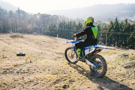 Motocross driver at circuit start