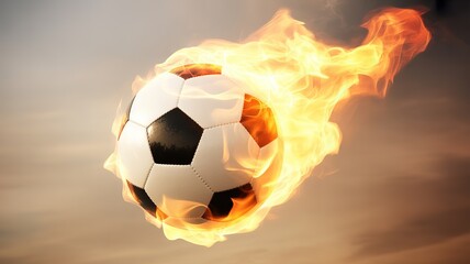 Fototapeta premium Explosive Energy Soccer Ball for 2026 Football World Cup Promotional Campaigns Dynamic Flame Design