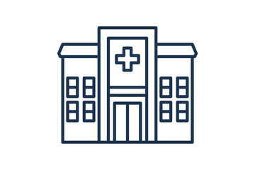 Hospital Line Medical Building Hospital building outline icon for emergency services and public health infrastructure