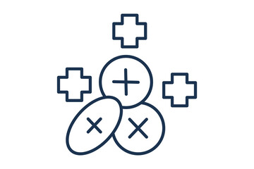 Medicine Line Pharmacy Treatment Medicine outline icon representing pharmacy services, prescribed drugs, and treatment