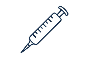 Syringe Line Medical Treatment Medical syringe outline icon for vaccinations and clinical blood test services