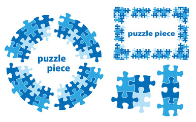 青いパズルのタイトル装飾素材