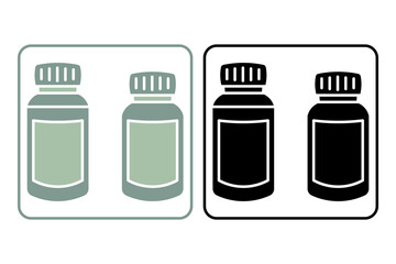 Solid Pharmacy Storage Medicine bottles filled icon for medicine shop inventory and liquid medication UI