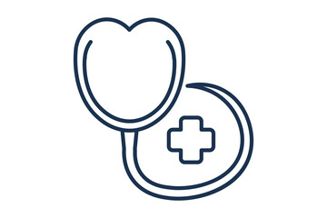 Stethoscope Line Diagnostic Tool Clinical stethoscope outline icon for heart diagnostics and medical checkups