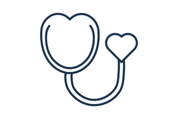 Heart Stethoscope Line Cardiology Care Creative heart stethoscope outline icon for heart health awareness and cardiac services