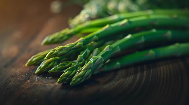 Fresh Green Asparagus Spears on a Rustic Wooden Table