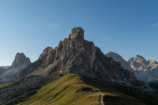 Italy, Alps, Dolomites, Passo di Giau in the morning