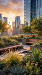 Fototapeta premium Innovative Rooftop Garden on a Modern Skyscraper professional high qua