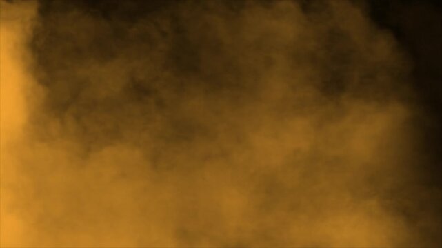 Atmospheric warm orange and amber fog moving slowly. Seamless loop isolated on black, ideal for compositing a campfire glow, fire embers, or a moody, warm overlay