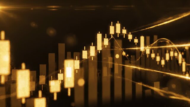 Golden bars rising on dark background
