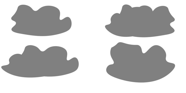 Abstract Gray cloud Blob Shapes Set on White Background &ndash; Modern Minimal Liquid Forms Vector Illustration