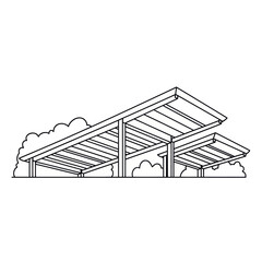 Fototapeta premium Modern slatted roof outdoor carport pergola drawing