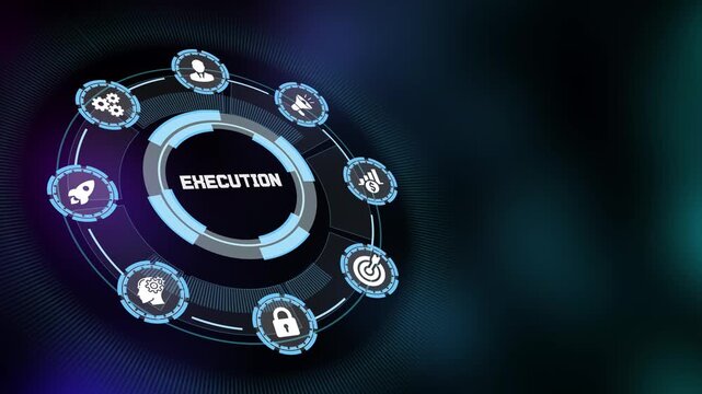 Strategic execution dashboard interface with digital task management workflow, enterprise control analytics and business operation system.