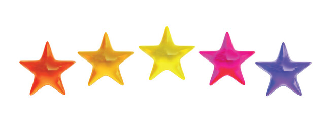 Obraz premium Five colorful stars isolated on white background. 3D vector illustration