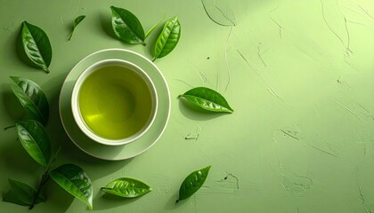 A warm porcelain teacup creates a delightful morning drink