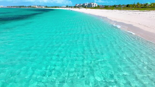 A short low drone flight at Grace Bay beach, Turks and Caicos