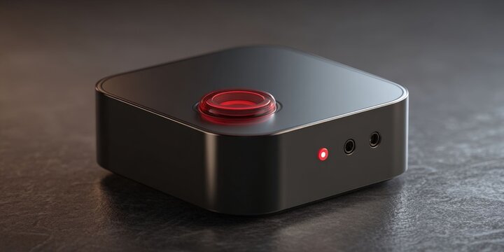 Compact Black Mini PC with Red Power Button for Modern Computing