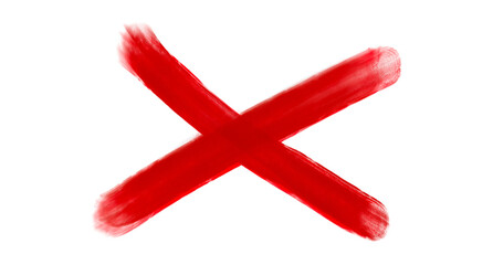 Abstract Red Hand Drawn Cross Mark Isolated on Transparent Background